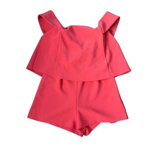 NWT Topshop Orange Red Shorts Romper Sz U.S. 8 Retro Minimalist Mod Bachelorette
